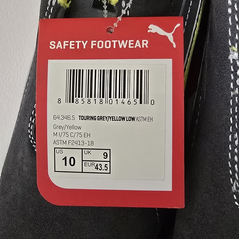 New Puma Touring Low Mens Size 10 Gray Yellow Composite Toe Safety Working Shoes - Picture 8 of 10